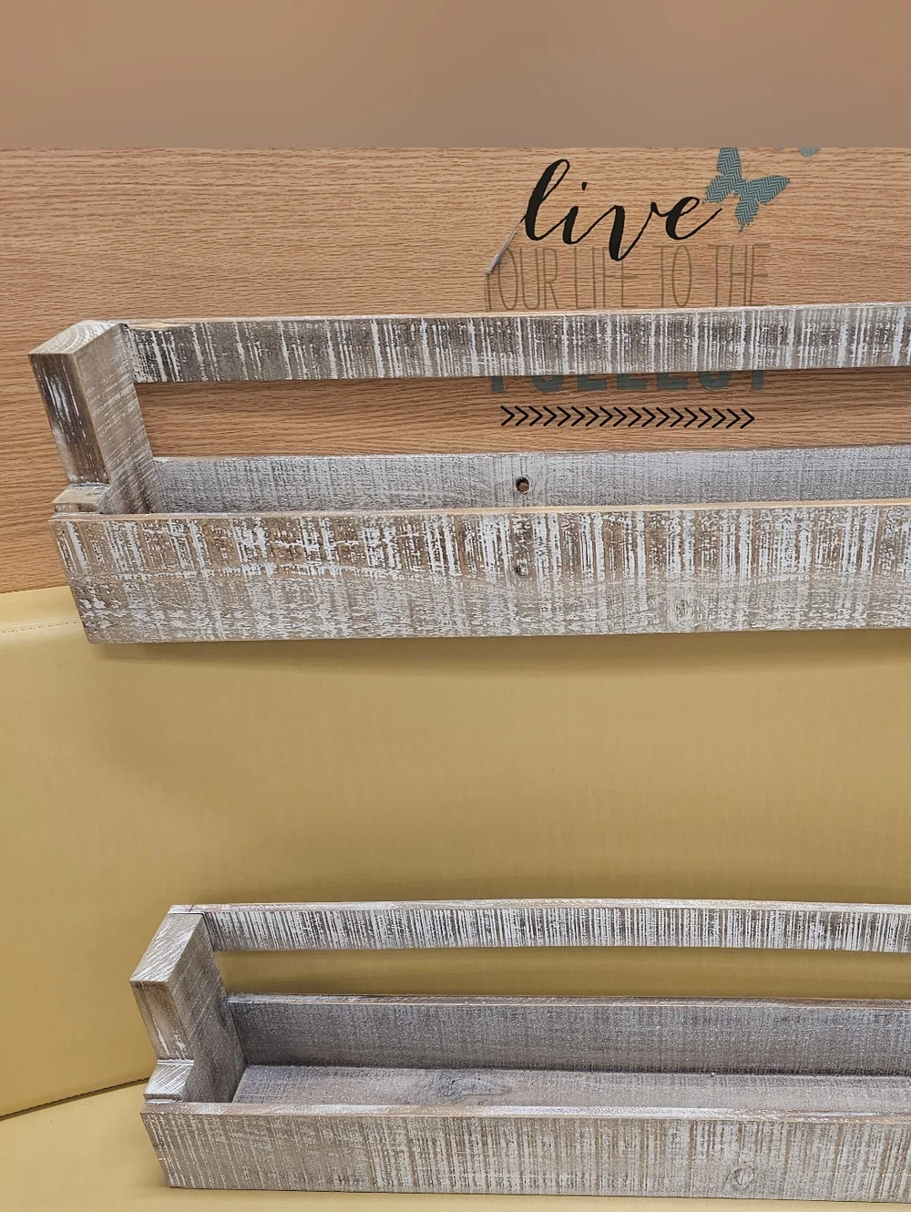 2 Pack Floating Book + Display Shelf - Rustic Farmhouse White Wash 28